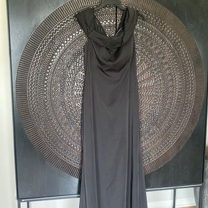 La Femme off shoulder black dress maxi mother of the bride 10